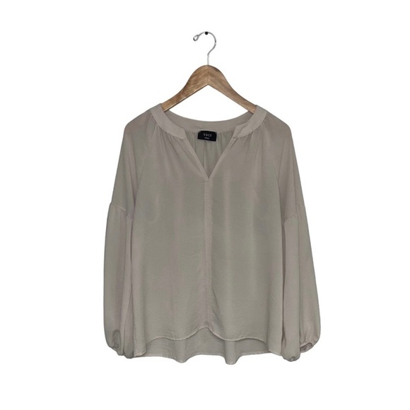 Vici Blouse Women’s Size Small Beige Ivory Bishop Long Sleeve Flowy Lightweight - Picture 1 of 7